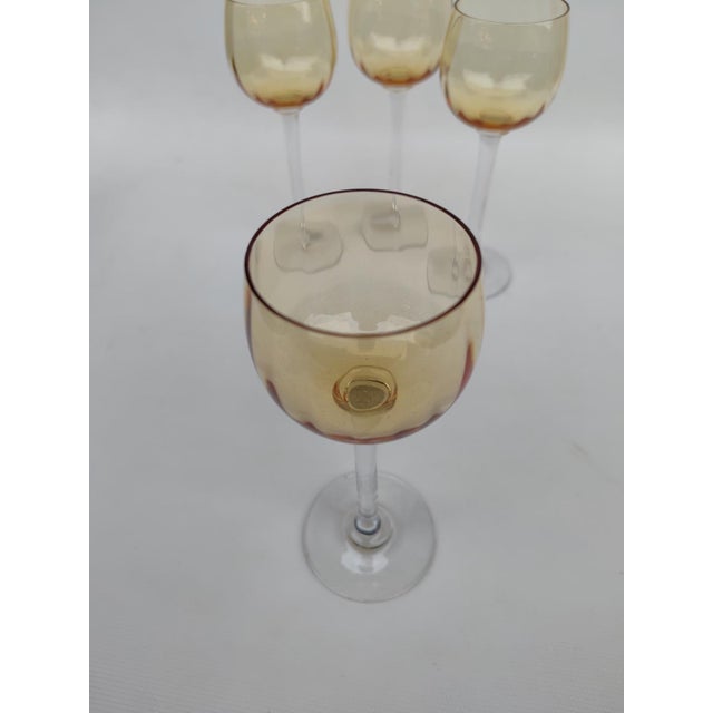 Amber Crystal Glasses, 1930s, Set of 4 For Sale - Image 3 of 7