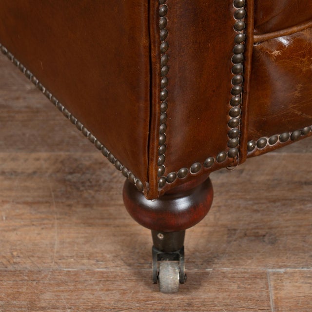 20th Century Vintage Brown Leather Chesterfield Sofa From England For Sale - Image 14 of 15