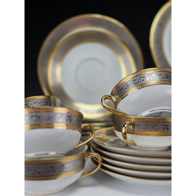 Gold Gilt and Platinum Plaisance Service by Raynaud Limoges for Céralène, Set of 65 For Sale - Image 8 of 14