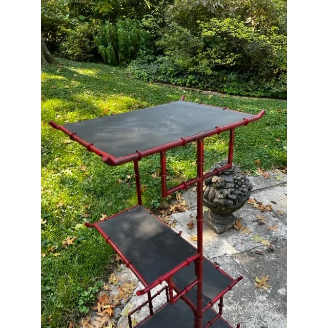 La Barge La Barge Chinoiserie Red Plant Stand For Sale - Image 4 of 11