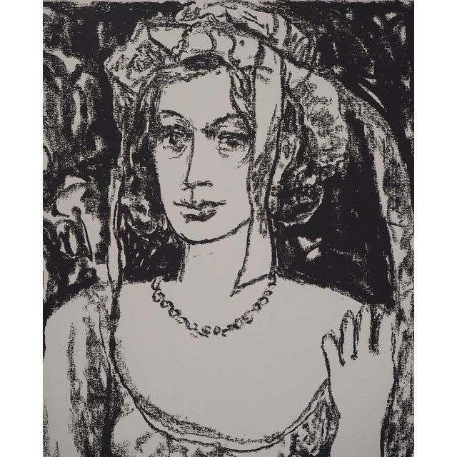 Leopoldo Presas, Young Woman with a Pearl Necklace, Lithograph For Sale - Image 4 of 7