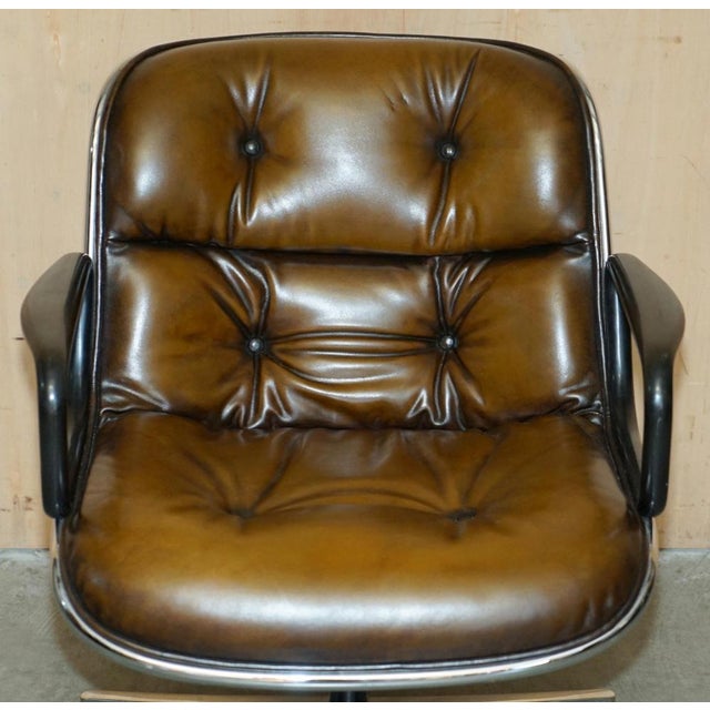 Charles Pollock Vintage Brown Leather Office Chairs attributed to Charles for Pollock For Sale - Image 4 of 18