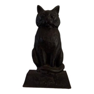 1930s Cast Iron Hubley Large Cat Kitty Doorstop Rustic Farmhouse For Sale