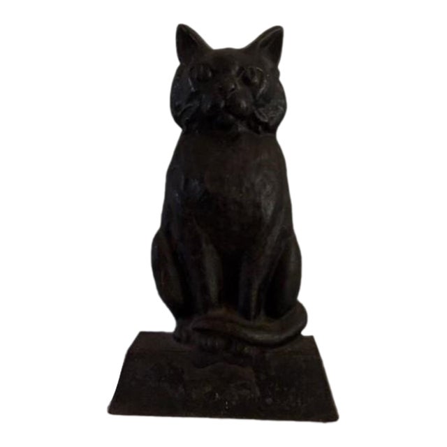 1930s Cast Iron Hubley Large Cat Kitty Doorstop Rustic Farmhouse For Sale