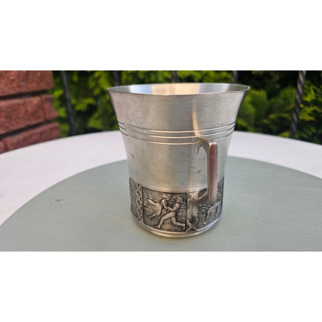 Pewter vase/pitcher, 1970s, ITB Norway,dimensions: height 12.5 cm, width 15 cm, top diameter 11.5 cm, bottom diameter 9 cm.