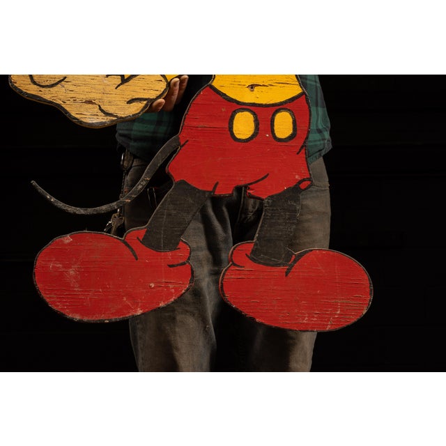 Red Mickey Mouse and Donald Duck Painted Plywood Wall Figures For Sale - Image 8 of 11