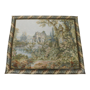 Vintage Machine Made Wall Hanging Tapestry. 5'4"x 6'6"