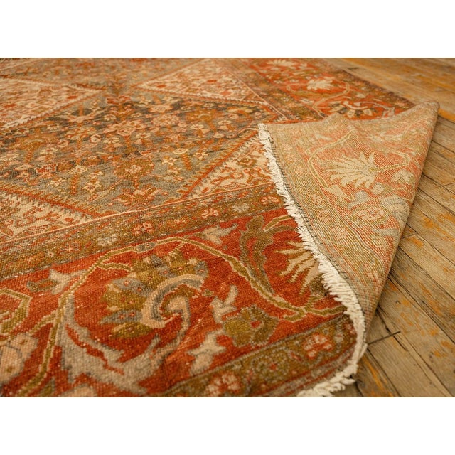 Red 1890s Multicolor Field Diamond Antique Knotted Wool Sarouk Farahan Runner Rug For Sale - Image 8 of 9