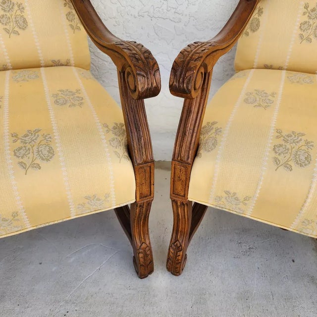 Textile Drexel Heritage French Os De Mouton Armchairs For Sale - Image 7 of 12