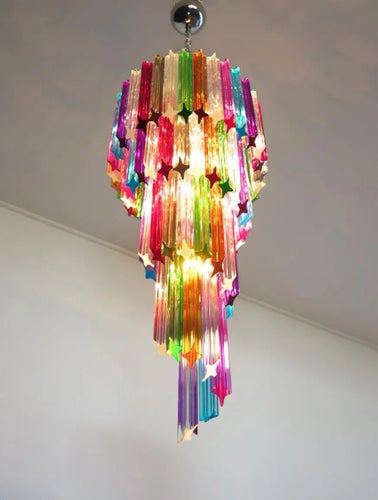 Vintage Italian Multicolored Glass and Metal Mariangela Chandelier, 1983 Chandeliers