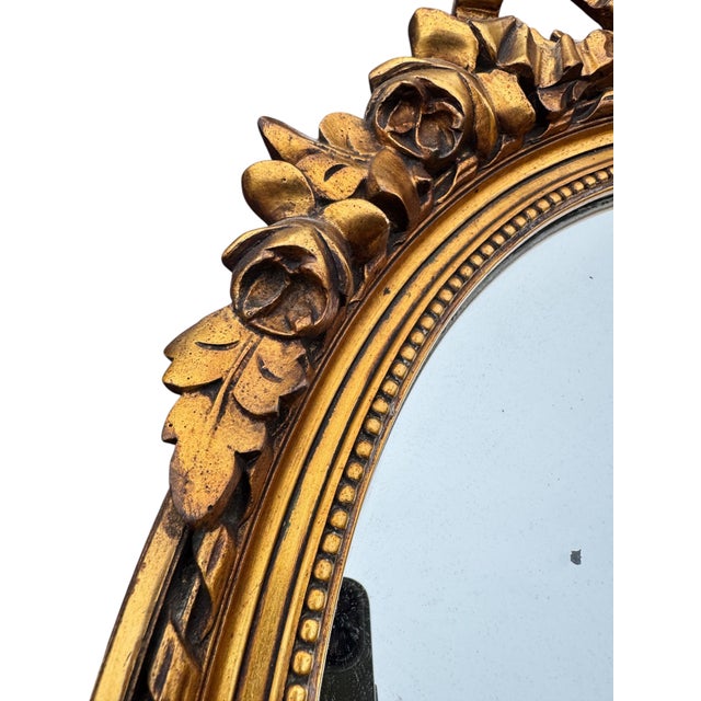 Small Oval Mirror with Gilded Stucco Wood, 1800s For Sale - Image 5 of 7