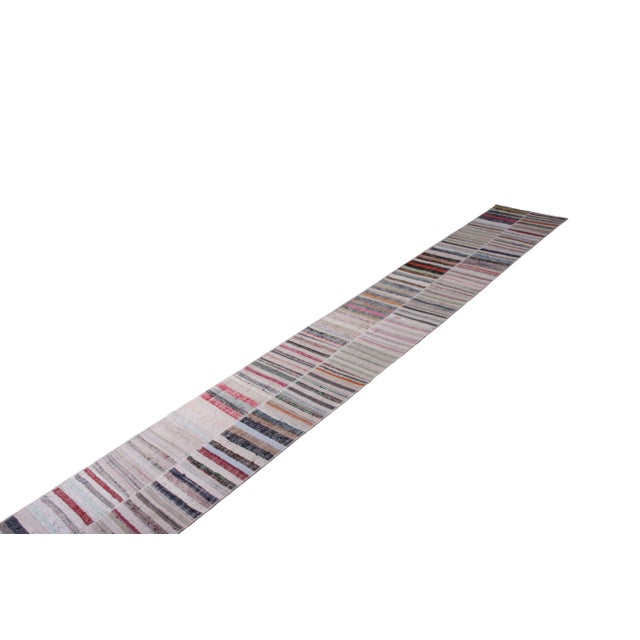 Rug & Kilim Rug & Kilim's Modern Patchwork Kilim Runner in Gray Multi-Color Stripe Pattern For Sale - Image 4 of 5