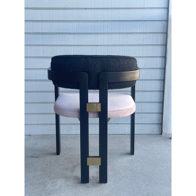 New Set of 8 Black and Mauve Armchairs, Dining Chairs For Sale - Image 12 of 13