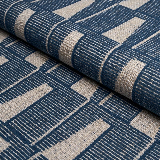 Contemporary SAMPLE - Schumacher Gaetan Performance Fabric In Indigo For Sale - Image 3 of 3