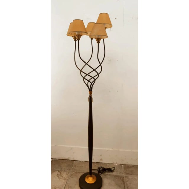 Floor Lamp with Parchment Lampshades, in Very Good conditions. Designed 1970 to 1979 European Plug (up to 250V).The wiring...