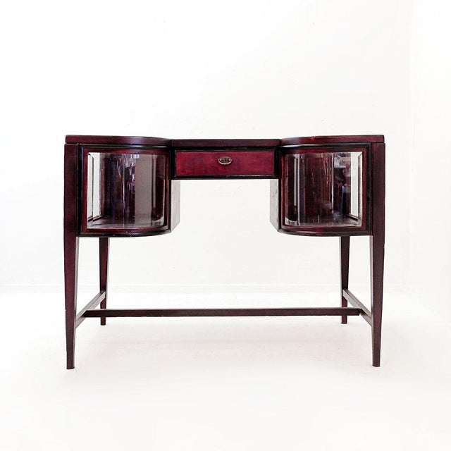 Wood Art Deco Console Table with Curved Display Cases For Sale - Image 7 of 15