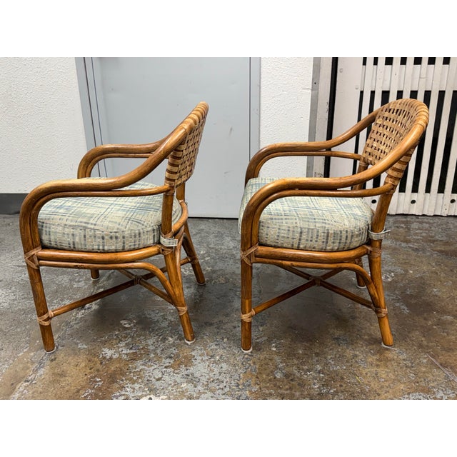 McGuire Late 20th Century McGuire Barrel Back Arm Chairs, Pair For Sale - Image 4 of 12
