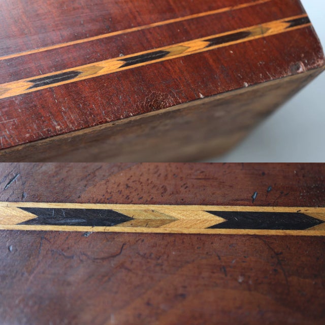 Antique Victorian Wooden Tea Caddy With Painted Pastoral Scene For Sale - Image 15 of 16