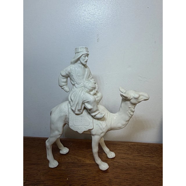 Vintage Three Wise Men on Camels Figurines Set of 3 White Ceramic Nativity Magi For Sale - Image 12 of 16