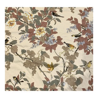Vintage Texoprint Netherlands Chinoiserie Bird Cotton Fabric- 4.5 Yards For Sale