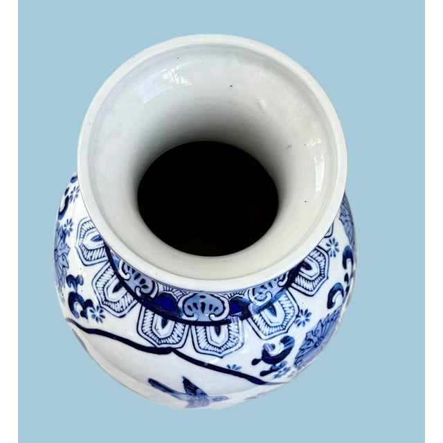 Ceramic Vintage Blue and White Chinese Porcelain Vase For Sale - Image 7 of 9