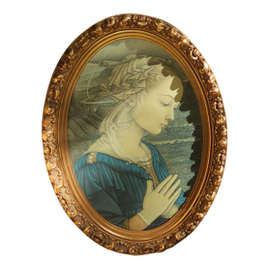Vintage Italian Renaissance Madonna Art Print in Ornate 13" X 20" Oval Gilt Baroque Frame - Fra Filippo Lippi "Lippina" Virgin Mary Wall Decor