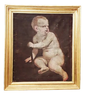 Study of a Putto, Early 17th Century, Oil on Canvas, Framed
