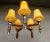 Material: wood, metal, yellow glass. Very nice and preserved Retro Vintage Chandelier, wood and metal holder golden color,...