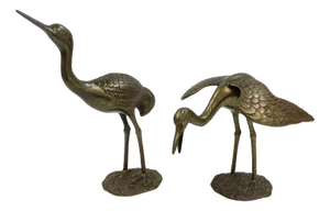 Herons in Gilt Bronze, 1950s, Set of 2