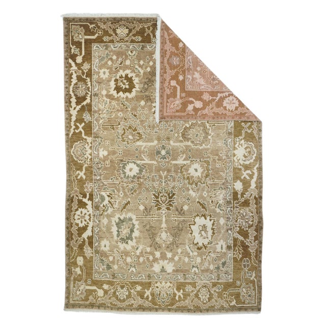 Turkish Oushak Rug 6'0" x 9'0". Town in Western Anatolia, weaving mostly room sizes, in coarse to moderate weave, high...