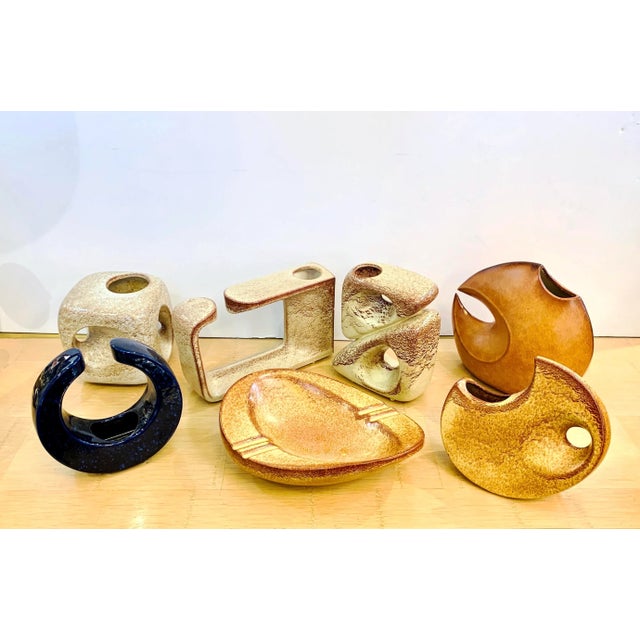 1960 Bertoncello Italian Vintage Abstract Sculpture Brown Red Beige Ceramic Vase For Sale - Image 9 of 12