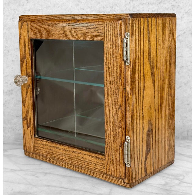 Traditional Antique Traditional Oak Doctor’s Apothecary Glass Front Cabinet For Sale - Image 3 of 12