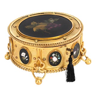 Antique Italian Ormolu and Pietra Dura Jewellery Casket, 1800s For Sale