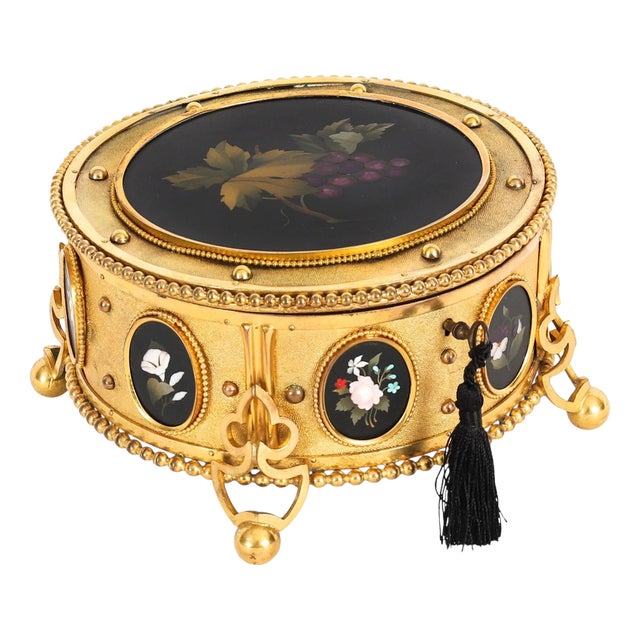 Antique Italian Ormolu and Pietra Dura Jewellery Casket, 1800s For Sale