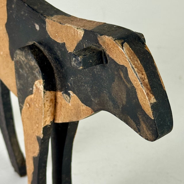 Vintage Folk Art Primitive Hand Formed and Painted Early 20th Century Americana Cow Sculpture For Sale - Image 4 of 8