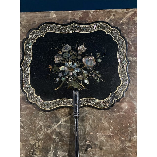 Elegant Pair Antique Victorian Era Papier Mache Face Screens For Sale - Image 10 of 10