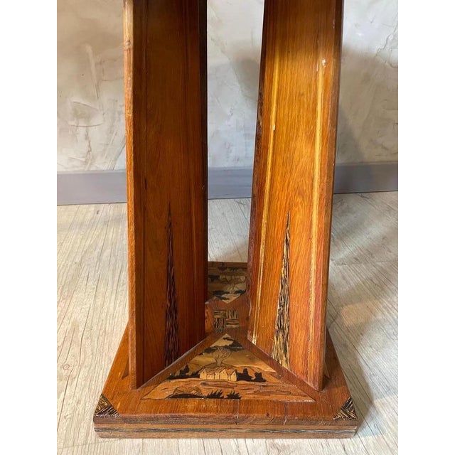 French Oak Marquetry Table, 1920s For Sale - Image 12 of 17