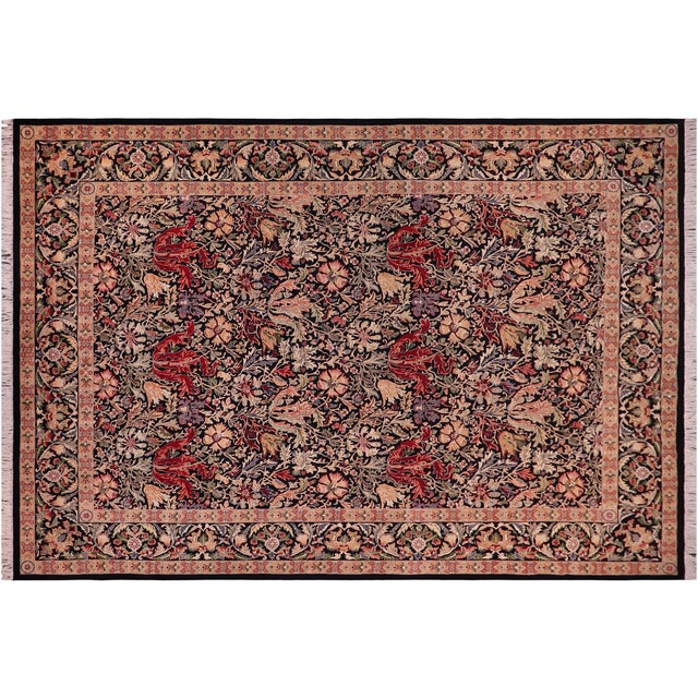 Black Shabby Chic Willaim Morris Design Black/Black Wool Rug - 9'0'' X 12'2'' For Sale - Image 8 of 10