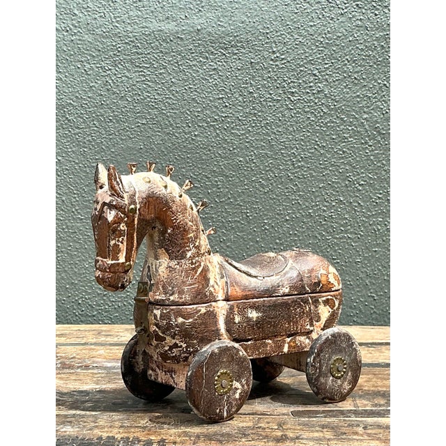 Vintage Washed Wood Trojan Horse Box For Sale - Image 10 of 12