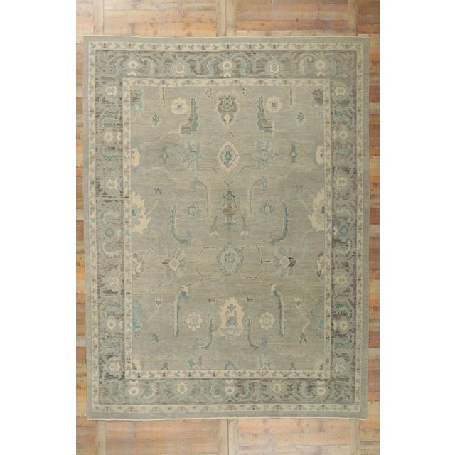 Textile Modern Style Turkish Oushak Rug, 09'05 X 12'06 For Sale - Image 7 of 8