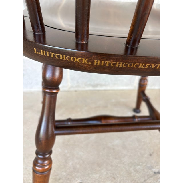 L. Hitchcock Harvest Brown Maple Fan Back Windsor Side Chairs - Set of 4 For Sale In Philadelphia - Image 6 of 11