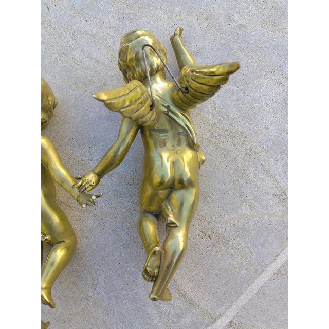 Gold Antique Golden Ceramic Putti, 1800s, Set of 2 For Sale - Image 8 of 16