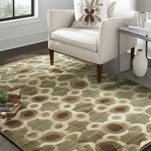 9x12 Talia Artistic Green Geometric Contemporary Chinese Hand Knotted Wool Rug For Sale In New York - Image 6 of 7