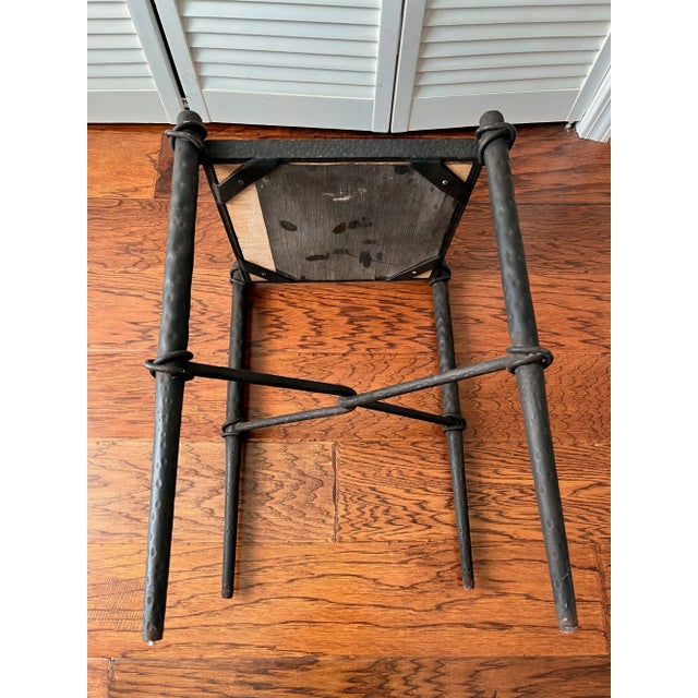 Hammered Cast Iron and Rattan Side Table For Sale - Image 12 of 12