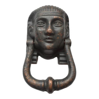 1930s Cast Iron Egyptian Motif Door Knocker For Sale