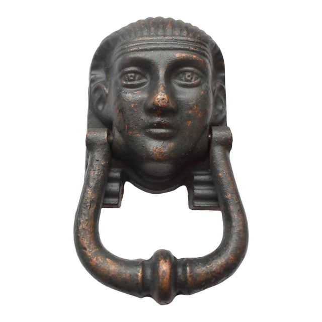 1930s Cast Iron Egyptian Motif Door Knocker For Sale