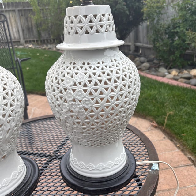 Asian Style Pair of Vintage Japanese Blanc De Chine Circa 1950 For Sale - Image 4 of 5