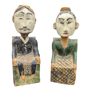 Antique Javanese Folk Art "Loro Blonyo" Wedding Statues
