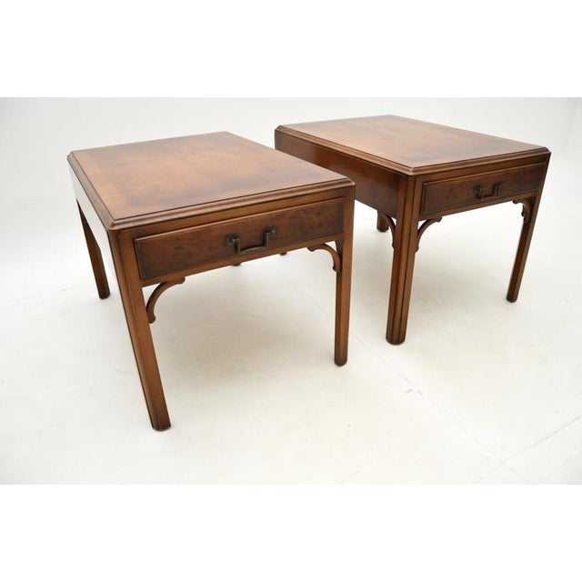 Vintage Georgian Style Yew Wood Side Tables, 1950, Set of 2 For Sale - Image 11 of 13