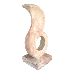 Vintage Cherry Blush Solid Polished Marble Sun & Moon Abstract Modern Art Display Decor